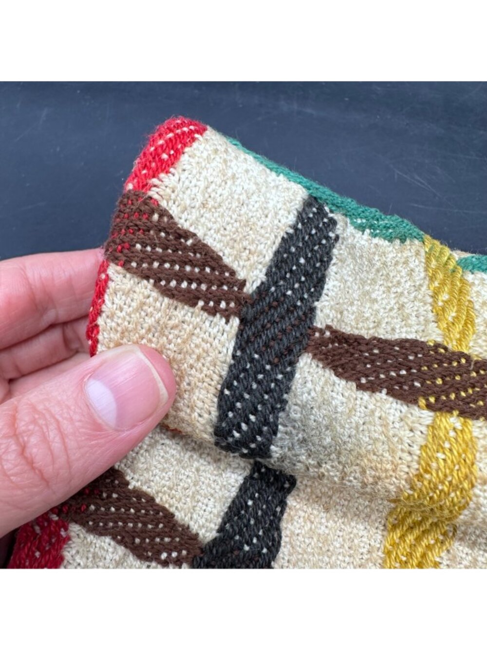 Vintage Clutch Handbag 1940s Woven Rainbow Purse Cosmetics Hosiery Mid Century - Picture 8 of 12